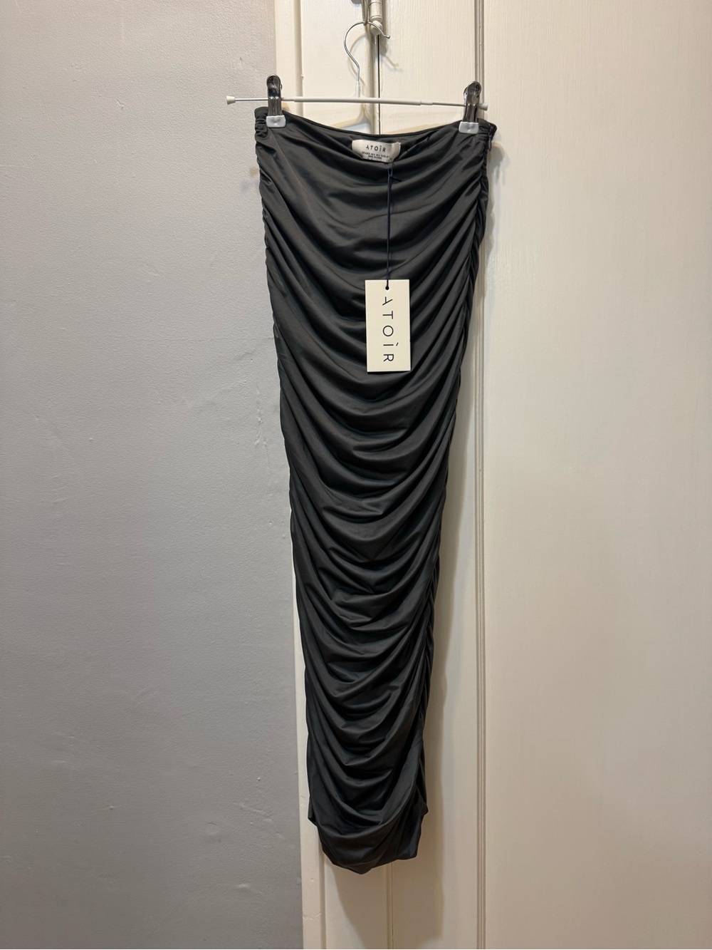 Atoir Adrian Ruched Maxi Skirt- Steel